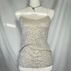 y2k express silver sequin club tank top cami